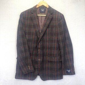 Original Penguin Retro Purple Corduroy Blazer Jacket 42L Plaid Dark Academia